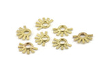 Brass Daisy Charm, 8 Tiny Hammered Raw Brass Flower Pendants (18x13x1.2mm) N1186