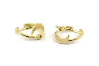 Brass Ring Setting, Raw Brass Moon And Planet Ring With 1 Stone Settings - Pad Size 3mm N1272