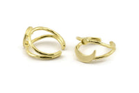 Brass Ring Setting, Raw Brass Moon And Planet Ring With 1 Stone Settings - Pad Size 3mm N1272