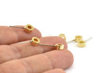 Brass Round Earring, 8 Raw Brass Round Stud Earrings (6x3mm) A0435 A1394
