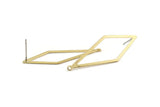 Brass Diamond Earring, 8 Raw Brass Rhombus Stud Earrings With 1 Loop (42x14x0.80mm) D0773 A1400