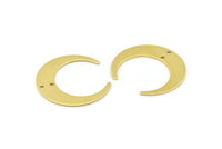 Brass Moon Charm, 12 Raw Brass Crescent Moon Charms With 2 Holes, Connectors (30x28x0.80mm) A1430