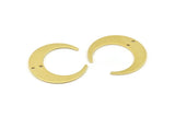 Brass Moon Charm, 12 Raw Brass Crescent Moon Charms With 2 Holes, Connectors (30x28x0.80mm) A1430