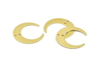 Brass Moon Charm, 12 Raw Brass Crescent Moon Charms With 2 Holes, Connectors (30x28x0.80mm) A1430