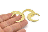 Brass Moon Charm, 12 Raw Brass Crescent Moon Charms With 2 Holes, Connectors (30x28x0.80mm) A1430