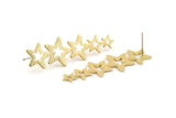 Brass Star Earring, 8 Textured Raw Brass Star Stud Earrings (45x14x0.80mm) D1533 A1407