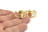 Brass Ring Setting, Raw Brass Adjustable Rings With 1 Stone Settings - Pad Size 8x6mm N1264