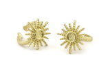 Brass Ring Setting, 2 Raw Brass Adjustable Rings With 1 Stone Settings - Pad Size 6mm N1263
