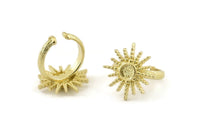 Brass Ring Setting, 2 Raw Brass Adjustable Rings With 1 Stone Settings - Pad Size 6mm N1263