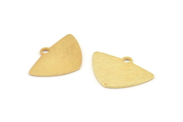Gold Triangle Charm, 2 Textured Gold Plated Brass Triangle Charms With 1 hole, Pendants, Earrings (25x17x0.80mm) D1571