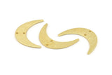 Gold Moon Charm, 2 Textured Gold Plated Brass Crescent Moon Charms With 2 Holes, Findings, Connectors (30x8x1mm) D1391