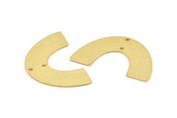 Gold Geometric Charm, 2 Textured Gold Plated Brass Semi Circle Blanks With 2 Holes Connectors, Pendants, Findings (34x21x0.80mm) D1380 H0953