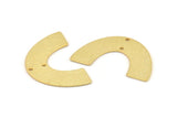 Gold Geometric Charm, 2 Textured Gold Plated Brass Semi Circle Blanks With 2 Holes Connectors, Pendants, Findings (34x21x0.80mm) D1380 H0953