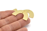 Gold Geometric Charm, 2 Textured Gold Plated Brass Semi Circle Blanks With 2 Holes Connectors, Pendants, Findings (34x21x0.80mm) D1380 H0953