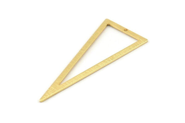 Gold Triangle Charm, 2 Textured Gold Plated Brass Triangle Charms With 1 Hole, Earrings, Findings (50x20x0.80mm) D1359 Q1084