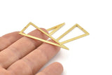 Gold Triangle Charm, 2 Textured Gold Plated Brass Triangle Charms With 1 Hole, Earrings, Findings (50x20x0.80mm) D1359 Q1084