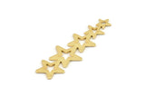 Gold Star Charm, 4 Textured Gold Plated Brass Star Charms With 1 Hole (45x14x0.80mm) D1533