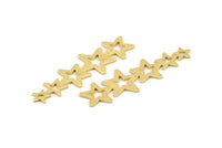 Gold Star Charm, 4 Textured Gold Plated Brass Star Charms With 1 Hole (45x14x0.80mm) D1533