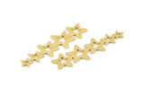 Gold Star Charm, 4 Textured Gold Plated Brass Star Charms With 1 Hole (45x14x0.80mm) D1533