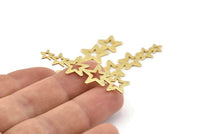 Gold Star Charm, 4 Textured Gold Plated Brass Star Charms With 1 Hole (45x14x0.80mm) D1533