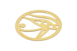 Gold Eye Charm, 2 Gold Plated Brass Eye Charms With 1 Hole, Findings (40x0.30mm) D1674