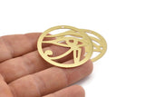 Gold Eye Charm, 2 Gold Plated Brass Eye Charms With 1 Hole, Findings (40x0.30mm) D1674