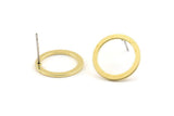 Brass Circle Earring, 10 Raw Brass Circle Stud Earrings (16x0.90mm) D1482 A1381