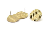 Brass Wavy Earring, 6 Raw Brass Wavy Stud Earrings (22mm) D1503 A1375