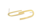 Brass Geometric Earring, 8 Raw Brass U Shaped Stud Earrings (27x13x0.50mm) D1346 A1410