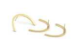 Brass Boomerang Earring, 8 Raw Brass Boomerang Stud Earrings (30x3x1mm) D1357 A1398