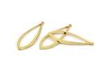 Gold Drop Charm, 6 Gold Plated Brass Drop Charms With 1 Loop, Earrings, Pendants, Findings (37x13x1mm) D1541