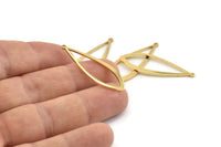 Gold Drop Charm, 6 Gold Plated Brass Drop Charms With 1 Loop, Earrings, Pendants, Findings (37x13x1mm) D1541
