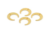 Gold Moon Charm, 6 Textured Gold Plated Brass Crescent Moon Charms With 2 Holes, Findings, Connectors (18x4.5x1mm) D1371