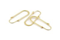 Gold Earring Wires, 4 Gold Plated Brass Earring Studs, Wire Hoops  (40x13mm) D0576 H0937