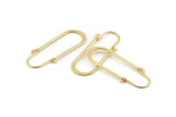 Gold Earring Wires, 4 Gold Plated Brass Earring Studs, Wire Hoops  (40x13mm) D0576 H0937