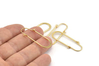 Gold Earring Wires, 4 Gold Plated Brass Earring Studs, Wire Hoops  (40x13mm) D0576 H0937