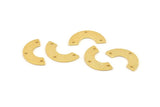 Gold Geometric Pendant, 8 Textured Semi Circle Blanks With 3 Holes, Connectors, Charms, Findings (19x10x5x0.80mm) D1519 H0152