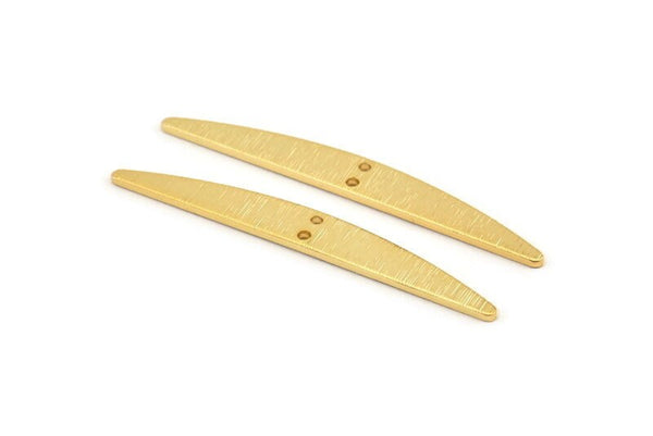 Gold Stick Charm, 4 Textured Gold Plated Brass Stick Connectors With 2 Holes, Findings (43.5x5.5x1mm) D1536