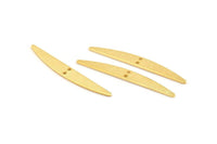 Gold Stick Charm, 4 Textured Gold Plated Brass Stick Connectors With 2 Holes, Findings (43.5x5.5x1mm) D1536