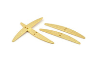 Gold Stick Charm, 4 Textured Gold Plated Brass Stick Connectors With 2 Holes, Findings (43.5x5.5x1mm) D1536