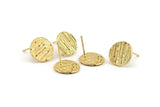 Gold Round Earring, 4 Gold Plated Brass Round Earring Studs (13mm) N1173