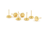 Gold Hexagon Earring, 6 Gold Plated Brass Hexagon Stud Earrings (8mm) D1460