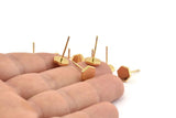 Gold Hexagon Earring, 6 Gold Plated Brass Hexagon Stud Earrings (8mm) D1460