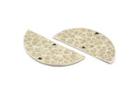 Silver Half Moon, 2 Hammered Antique Silver Plated Brass Semi Circle Blanks With 2 Holes (34x16x1mm) N0995 H1076