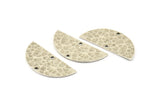 Silver Half Moon, 2 Hammered Antique Silver Plated Brass Semi Circle Blanks With 2 Holes (34x16x1mm) N0995 H1076