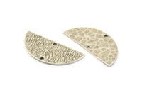 Silver Half Moon, 2 Hammered Antique Silver Plated Brass Semi Circle Blanks With 2 Holes (34x16x1mm) N0995 H1076