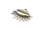 Silver Shell Charm, 2 Antique Silver Plated Brass Cowrie Shell Charms With 1 Loop, Findings, Pendants, Earrings (27x23mm) N1000