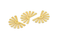 Gold Sun Charm, 6 Textured Gold Plated Brass Rising Sun Flag Charms With 1 Hole, Findings, Earrings (25x17x0.60mm) D1411 Q1113