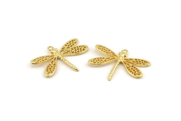 Altın Yusufçuk Tılsımı, 1 Halkalı 6 Altın Kaplama Pirinç Yusufçuk Tılsımı, Kolye Uçları, Bulgular (22x16mm) N1208