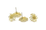 Brass Flower Earring, 6 Raw Brass Taraxacum Stud Earrings (14mm) N1182